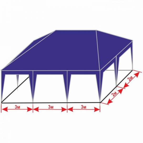 Разборной свадебный шатер 4х9 м с тентом плотностью 150 г/м2