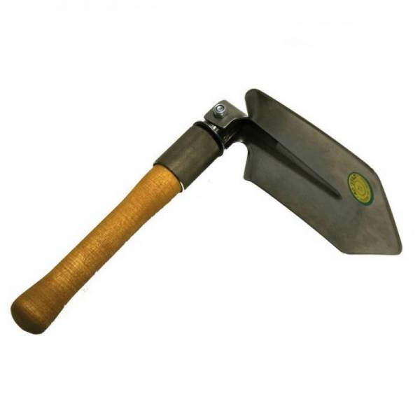 Раскладная титановая лопата для авто с деревянным черенком