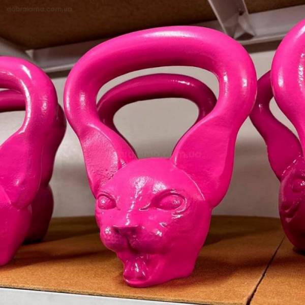 Рожева кішка гиря 6 кг дизайнерська нова чавунна