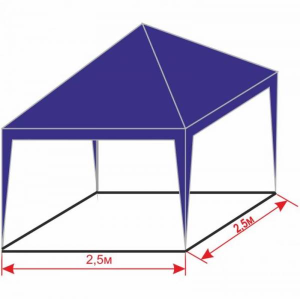 Разборной шатер 2,5х2,5 м для сада с тентом плотностью 150 г/м2