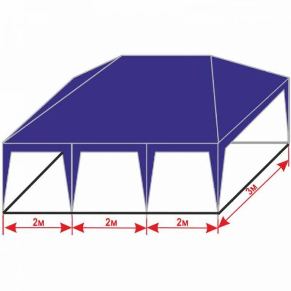 Шатер палатка 3х6 м для сада с тентом плотностью 150 г/м2