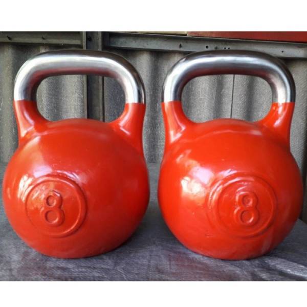 Красная гиря 8 кг спортивная новая чугунная