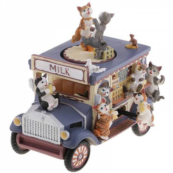 Музыкальная шкатулка с анимацией "Котята на машине"